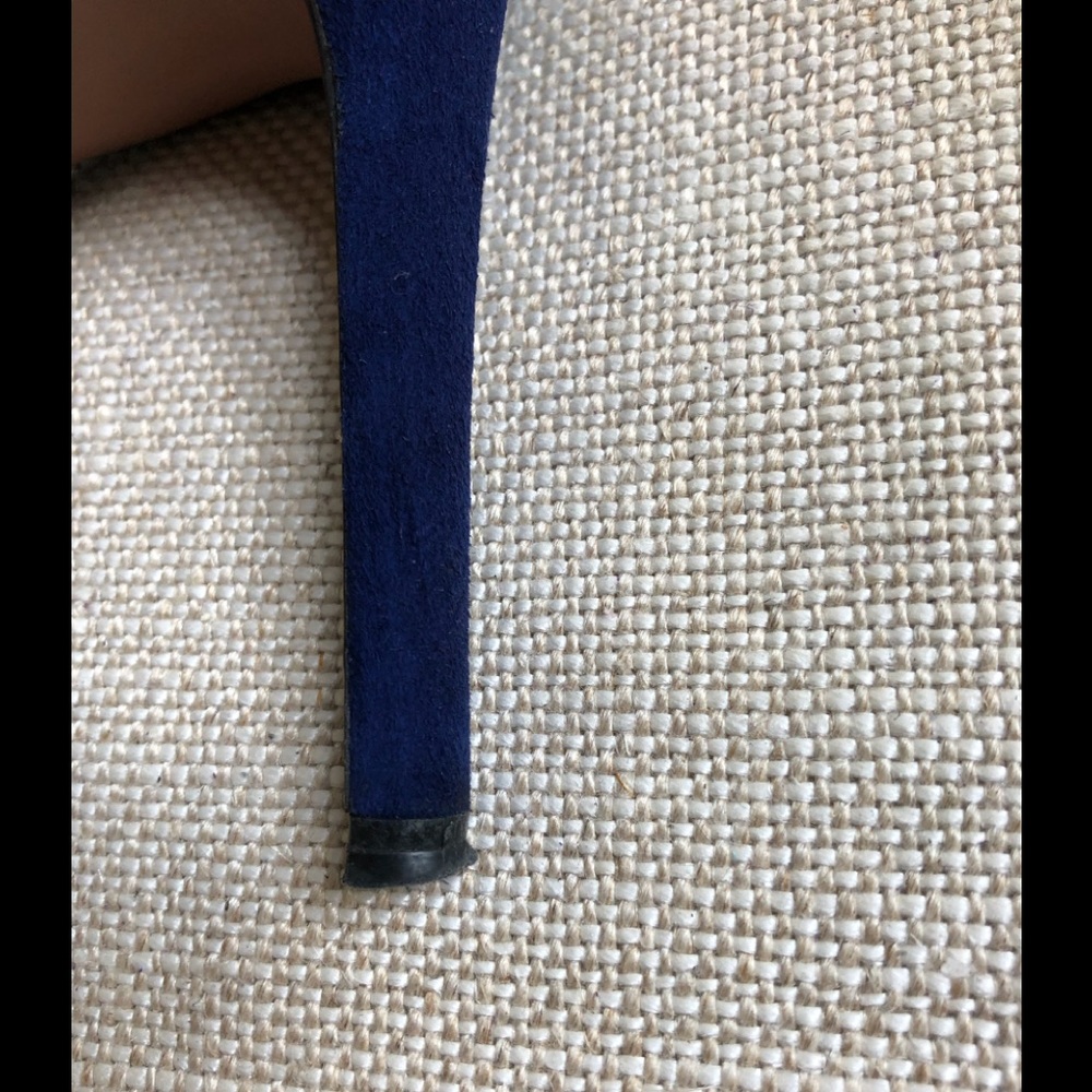 Prada Scalloped Sandals Blue Suede Heel Buckle US 8 - Picture 7 of 8